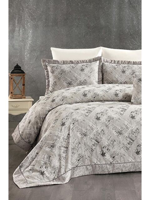 Çeyiz Diyarı Dora 7 Parça Şönil Pike Takımı Gri - S000495696-20600