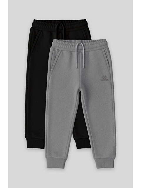 Tommylife Standart Fit Basic 2li Paket Siyah-Gri Melanj Erkek Çocuk Eşofman Alt - 11224 - S000448702-37430