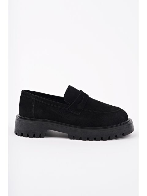 Muggo PARADİSE Hakiki Deri Kalın Taban Günlük Casual Makosen Kadın Loafer Ayakkabı - S000351835-19351