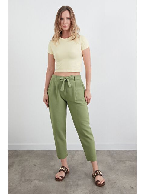 Fullamoda Beli Bağlamalı Straight Keten Pantolon - S000394870-18194