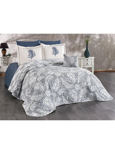 Çeyiz Diyarı Palmiye 7 Parça Şönil Pike Takımı Krem - Gri - S000495699-23173