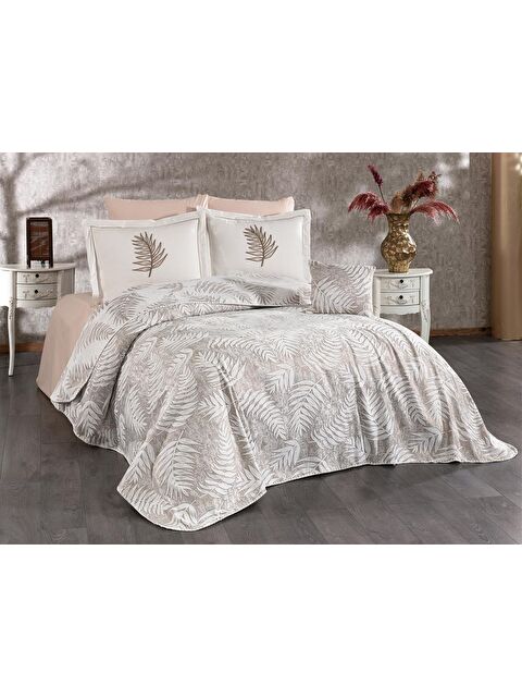 Çeyiz Diyarı Palmiye 7 Parça Şönil Pike Takımı Krem - Bej - S000495704-23173