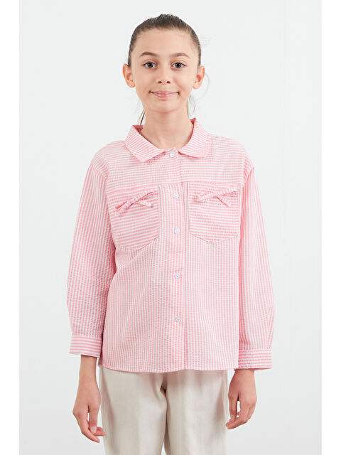 Fullamoda Çizgili Fiyonk Detaylı Kız Çocuk Gömlek - S000406773-20024