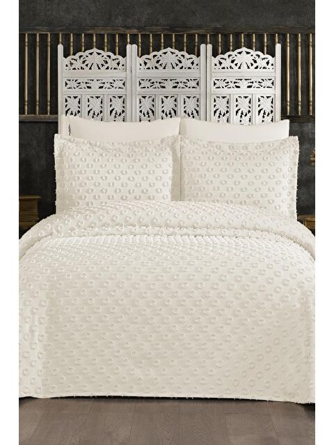 Çeyiz Diyarı Çeyizdiyarı Orya 3 Parça Pike Takımı Krem - S000495715-19966