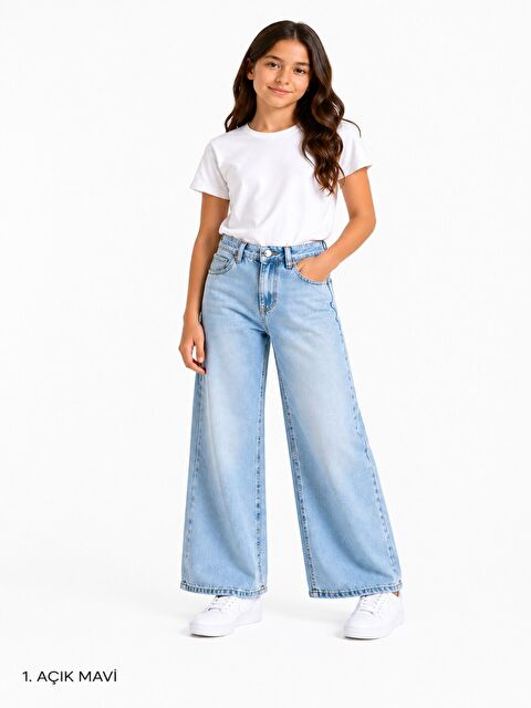 ajn kids Wideleg Kız Çocuk Jean Pantolon