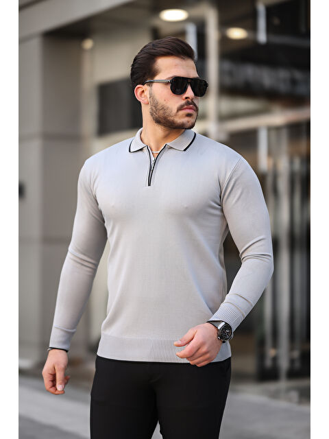 Comstar Fermuar Yaka Çizgi Detaylı Erkek Kazak - S000318935-20600