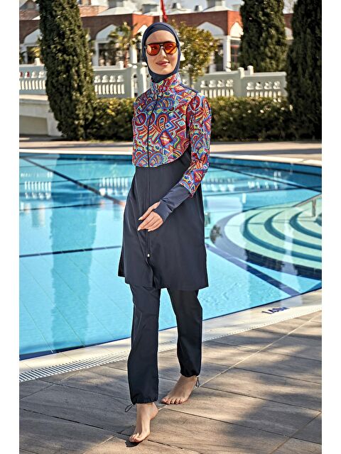 Remsa Mayo Önü Kapaklı Tam Kapalı Tesettür Mayo R106 Tuna - S000226501-21164