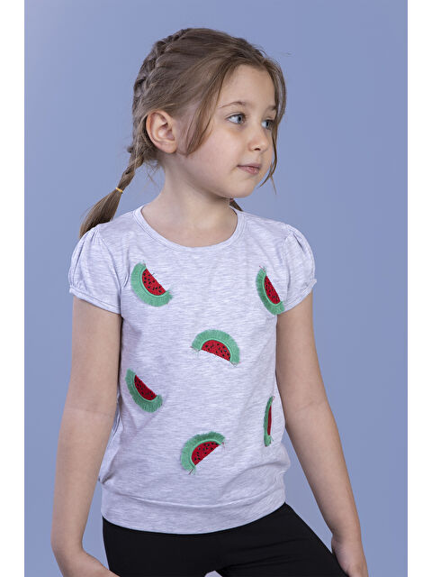 Toontoykids Kız Çocuk Karpuz Nakışlı Tişört