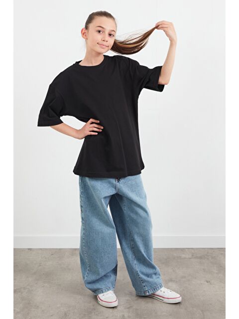 Fullamoda Sırtı Gül Baskılı Kız Çocuk Tişört - S000406811-19351