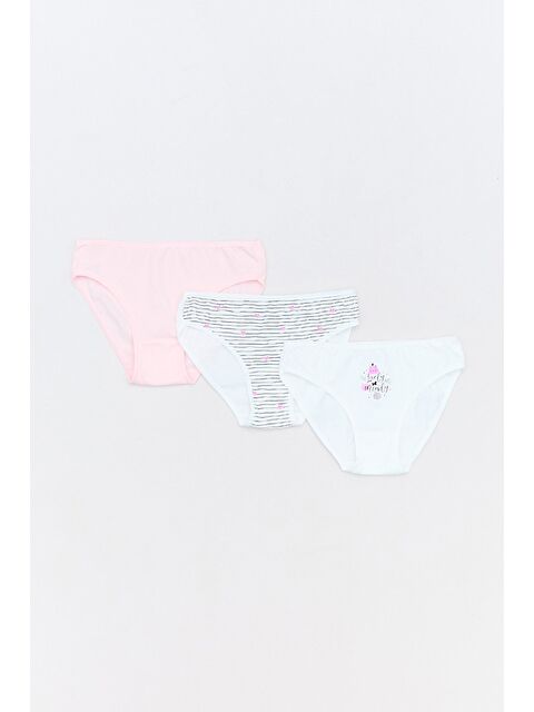 Fullamoda Çizgili Kalp Baskılı 3 Lü Kız Çocuk Külot - S000109578-23490