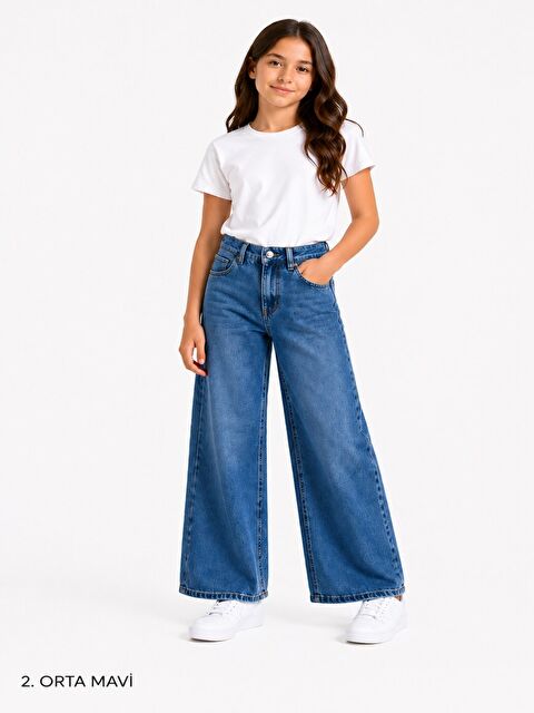 ajn kids Wideleg Kız Çocuk Jean Pantolon