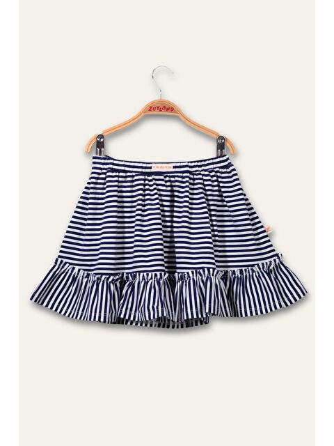 ZEYLAND Kız Çocuk Penye Fırfırlı Çizgili Etek - Lacivert Çizgili - S000362914-21164