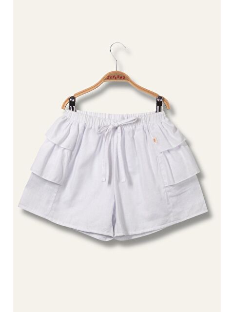 ZEYLAND Kız Çocuk Katlı Şort Etek - Beyaz - S000362915-20063