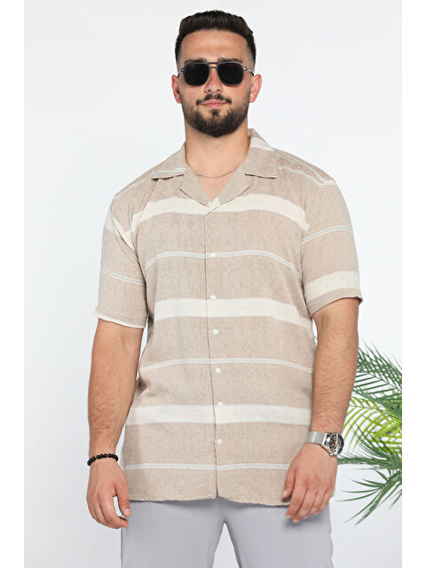 Mishar İtalia Slim Fit Desenli Keten Gömlek - S000300650-26429