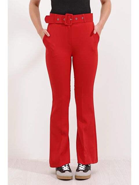 Bigdart 6649 İspanyol Paça Kemerli Pantolon - Kırmızı - S000150834-20045