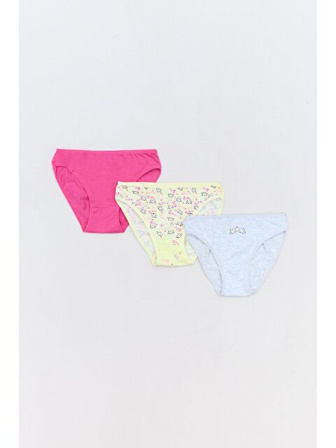 Fullamoda Çizgili Kalp Baskılı 3 Lü Kız Çocuk Külot - S000109578-18686