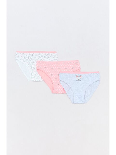 Fullamoda Çizgili Kalp Baskılı 3 Lü Kız Çocuk Külot - S000109578-24085