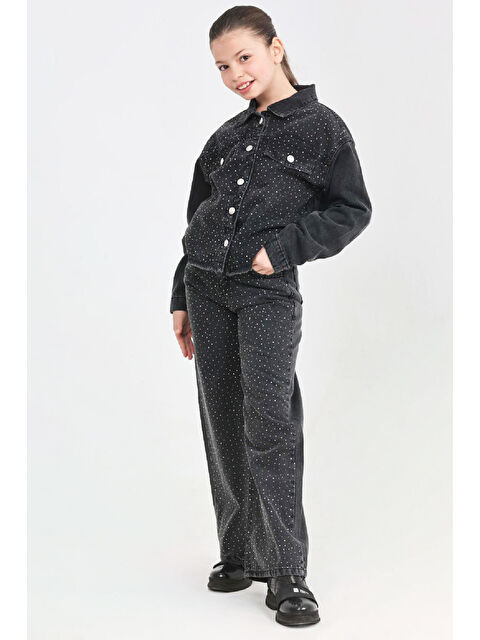 Modanino Kız Çocuk Jean Takım-Taş Süslemeli ( Ceket+Pantolon) 12452 - S000486147-19351
