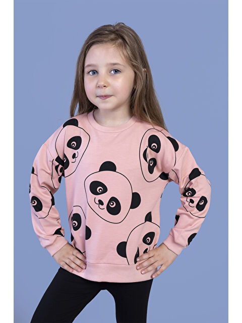 Toontoykids Kız Çocuk Panda Baskılı Sweatshirt