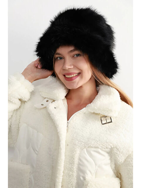 Remsa Kadın Kürklü Bucket Kalpak Şapka RKŞ-15 Siyah - S000294451-19351