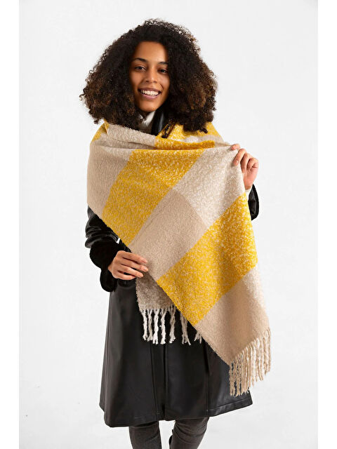 Remsa Püsküllü Buklet Atkı Şal 45X200 cm 1284 Safran - S000294454-20072