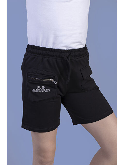 Toontoykids Kız Çocuk Cebi Fermuar Kapatmalı Nakışlı Şort - S000420548-19351