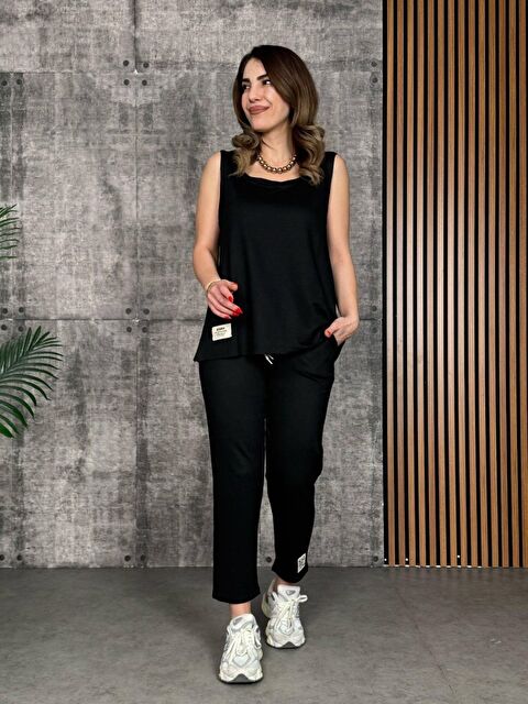 Jane's Kadın Askılı Yuvarlak Yaka Viskon Iki Iplik Bluz Ve Eşofman Altı Ikili Takım