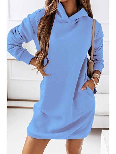 Jane's Kadın Uzun Kollu Kapüşonlu Kısa Iki Iplik Elbise - S000529196-17234