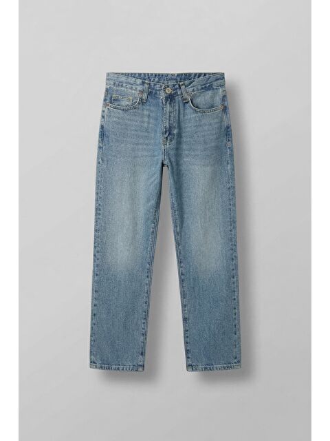 Abluka Online Erkek Baggy Fit Yıkamalı Jean Pantolon Mavi