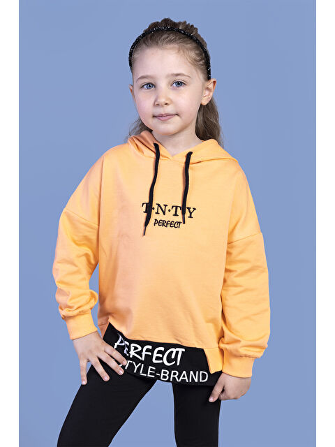 Toontoykids Kız Çocuk  Kapüşonlu Garni Detaylı Baskılı Sweatshirt