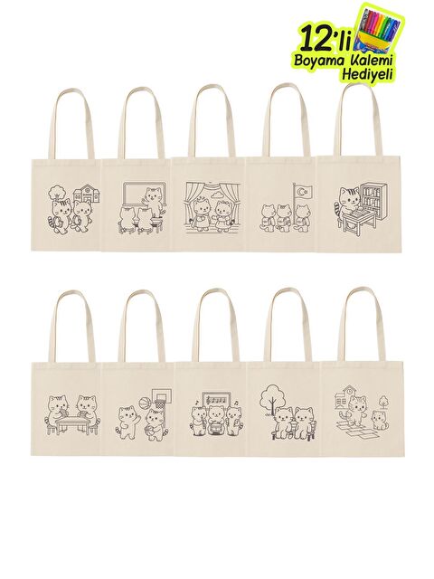 Bagg Kedi Serisi Orta Boy Boyama Çantası - 10 Adet - S000431864-19966