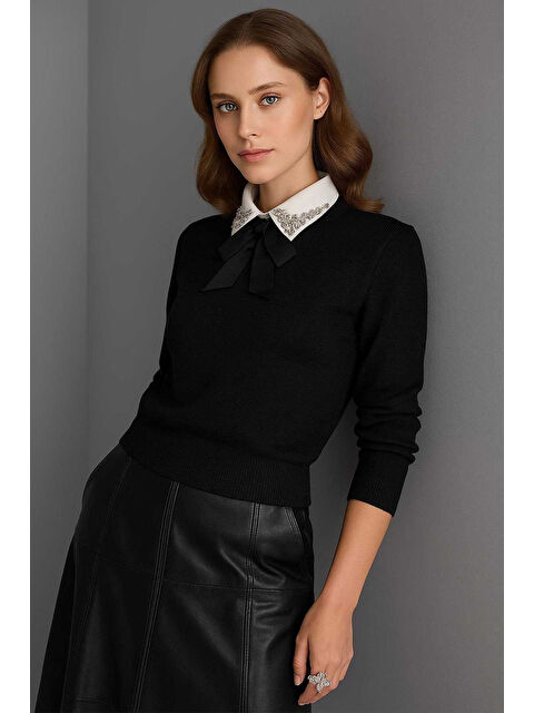 Fashion Friends Regular Fit Kurdeleli Gömlek Yaka Detaylı Kazak 25K0222K1 - S000485323-19351