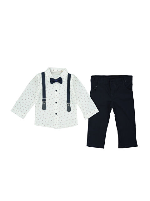 Modanino Erkek Bebek %100 Pamuk Papyonlu ve Askılı Kemerli 2'li Takım 3-24 Ay 12483 - S000492756-29672