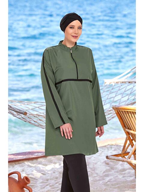 Adasea Büyük Beden Tam Kapalı Tesettür Mayo Morgan 1427 Haki - S000217744-18547