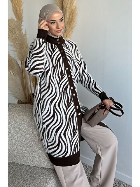 Julude Desenli Angora Tesettür Triko Hırka - S000491722-19413