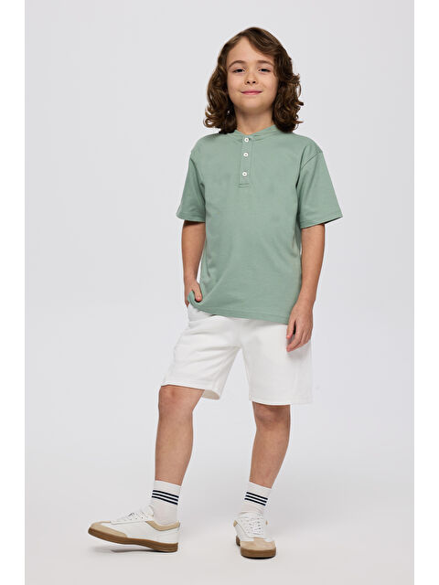Panço Erkek Çocuk Yakası Düğmeli Yeşil Tişört - S000524577-18194