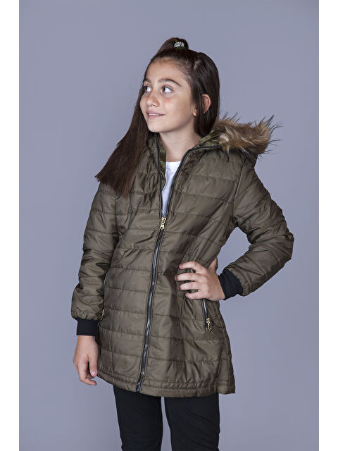 Toontoykids Kız Çocuk Kapşonu Pelüş Detaylı Mont - S000420555-18547