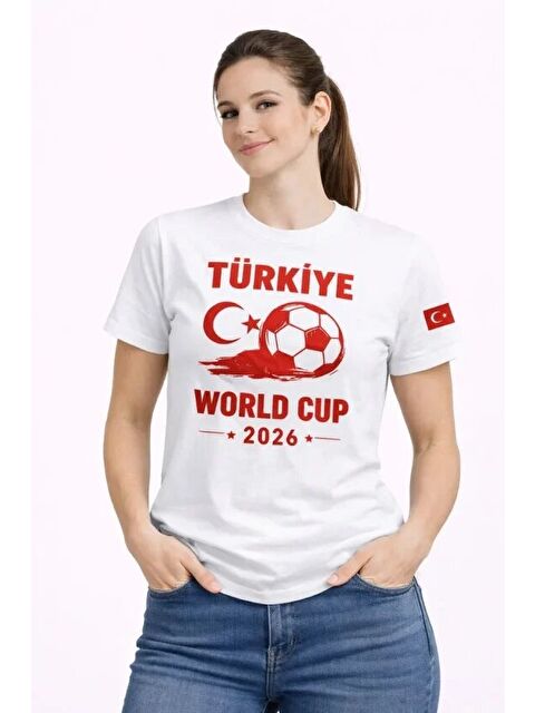 Jane's Türkiye World Cup 2026 Baskılı Tişört Futbol Temalı Forma T-Shirt - Beyaz