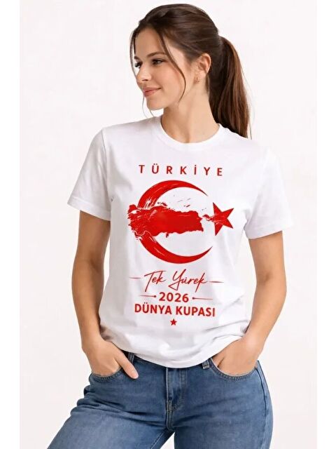 Jane's TÜRKİYE Ay Yıldız 2026 Dünya Kupasi Taraftar Forma T-Shirt - Beyaz