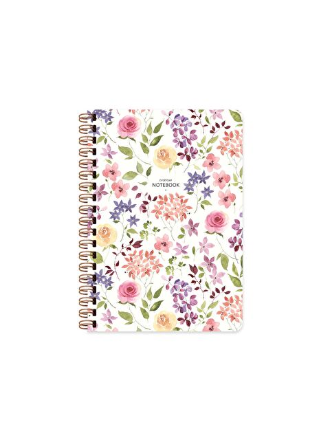 Keskin Color Çizgili Spiralli Sert Kapak Çiçek Defter Beyaz A5 96 Yp. - S000280994-20063