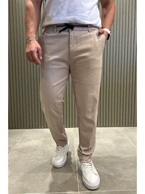 Mishar İtalia Bel Lastikli Bağcıklı Gabardin Erkek Pantolon - S000308557-19928