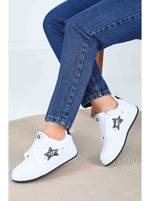 Tofisa Kadın Beyaz Siyah Spor Ayakkabı - 27560 - S000425682-37246