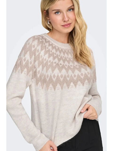 Only Onlfry Desenli Regular Fit Bisiklet Yaka Örme Kazak 15350618 - S000485326-25636