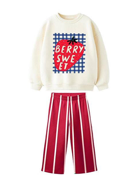 Monila Kız Çocuk Baskılı 3 İplik Pamuklu Kumaş Alt Üst Takım - S000515913-37662