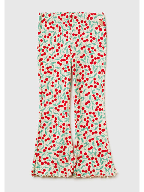 United Colors Of Benetton Kız Çocuk Yeşil-Kırmızı Desenli Slim Fit Tayt