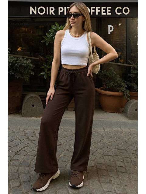 Fashion Friends Pamuklu Relaxed Fit Yüksek Bel Geniş Paça Eşofman Altı 25K0418K1 - S000485332-19413