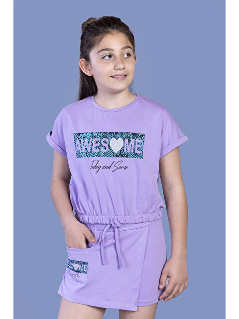 Toontoykids Kız Çocuk Baskılı Şortlu Takım