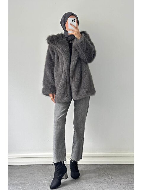 Lamelif Kürk Mont Antrasit - S000519241-29666