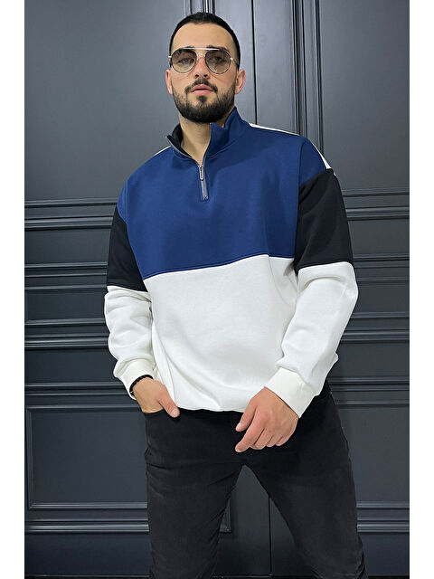 Mishar İtalia Erkek Dik Yaka Garnili Şardonlu Üç İplik Sweatshirt - S000309147-21164