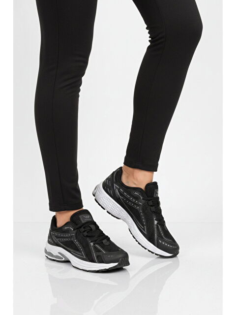 Walkway Siyah Beyaz Fileli Hafif Esnek Hafızalı Taban Unisex Spor Ayakkabı Ruth G - S000530397-37424
